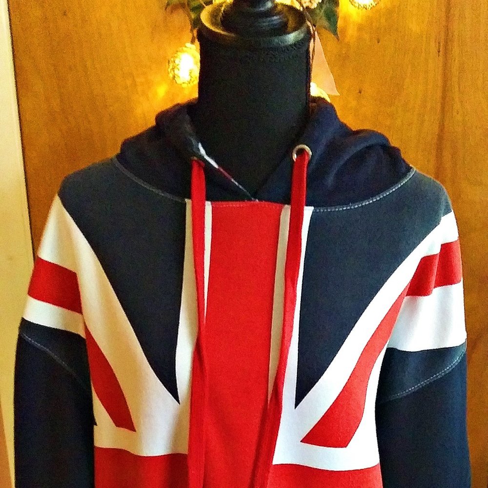 British Flag Union Jack Hooded Sweatshirt Sz XL